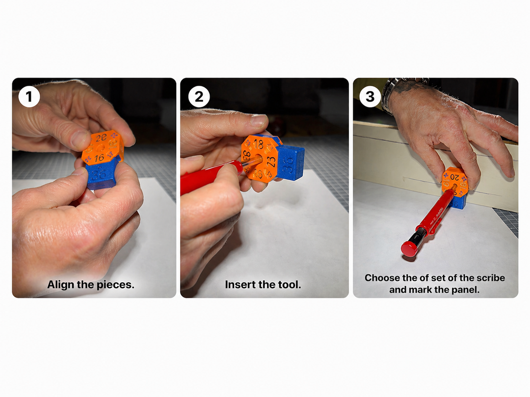 Adjustable Scribing Block Tool | Multi-Offset Panel Marker (16–40mm) | Fast &amp; Accurate Joinery Tool