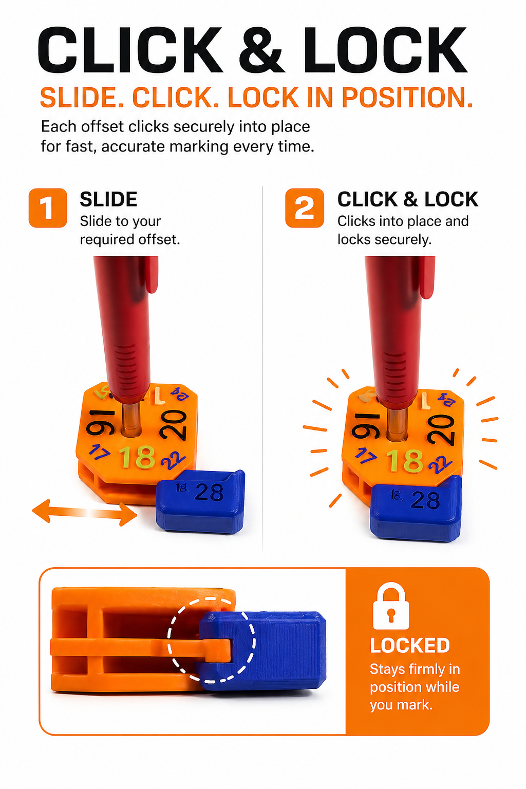 Adjustable Scribing Block Tool | Multi-Offset Panel Marker (16–40mm) | Fast &amp; Accurate Joinery Tool