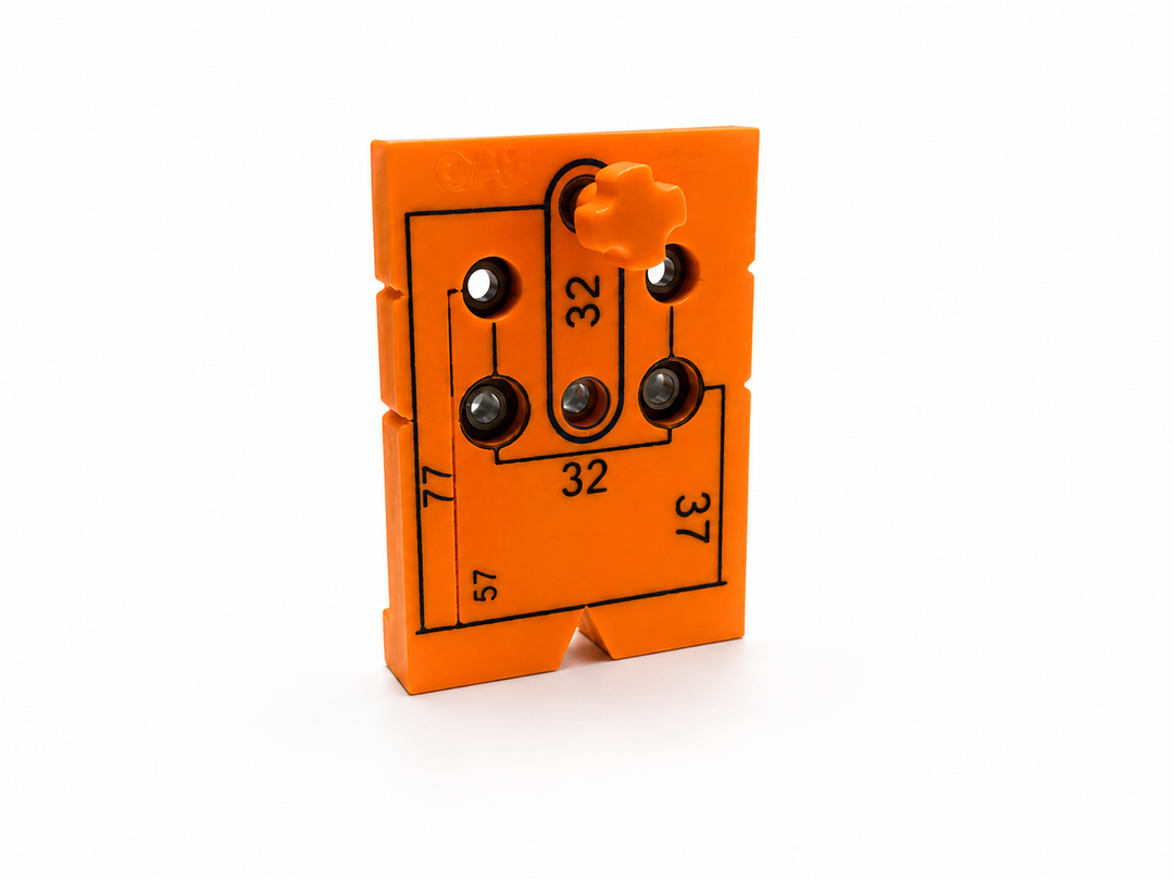 CAV Precision Hinge Plate Mounting Jig with Rotating Bearing Guides
