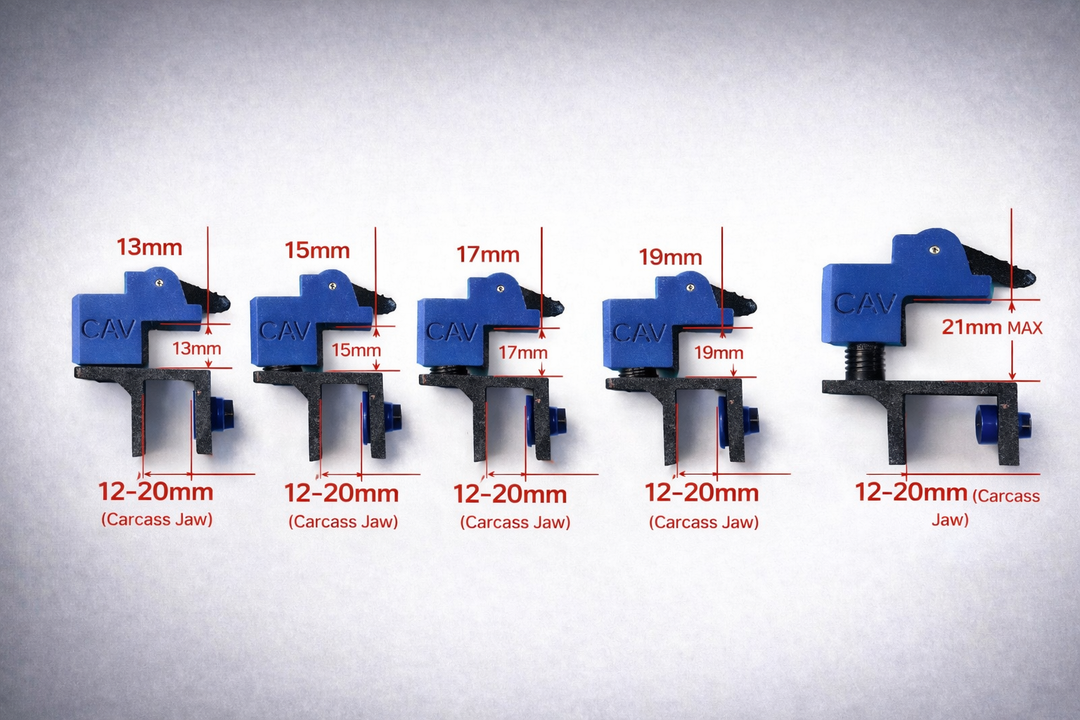 Measurement graphic (13–15–17–19–21mm):
Adjustable scribe clamp size positions 13mm 15mm 17mm 19mm 21mm